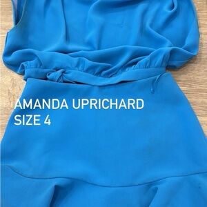 Amanda Uprichard Bright Turquoise Blue Skirted Bodysuit
